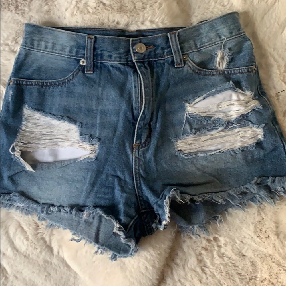 fab’rik DISTRESSED HIGH WAIST DENIM SHORTS
